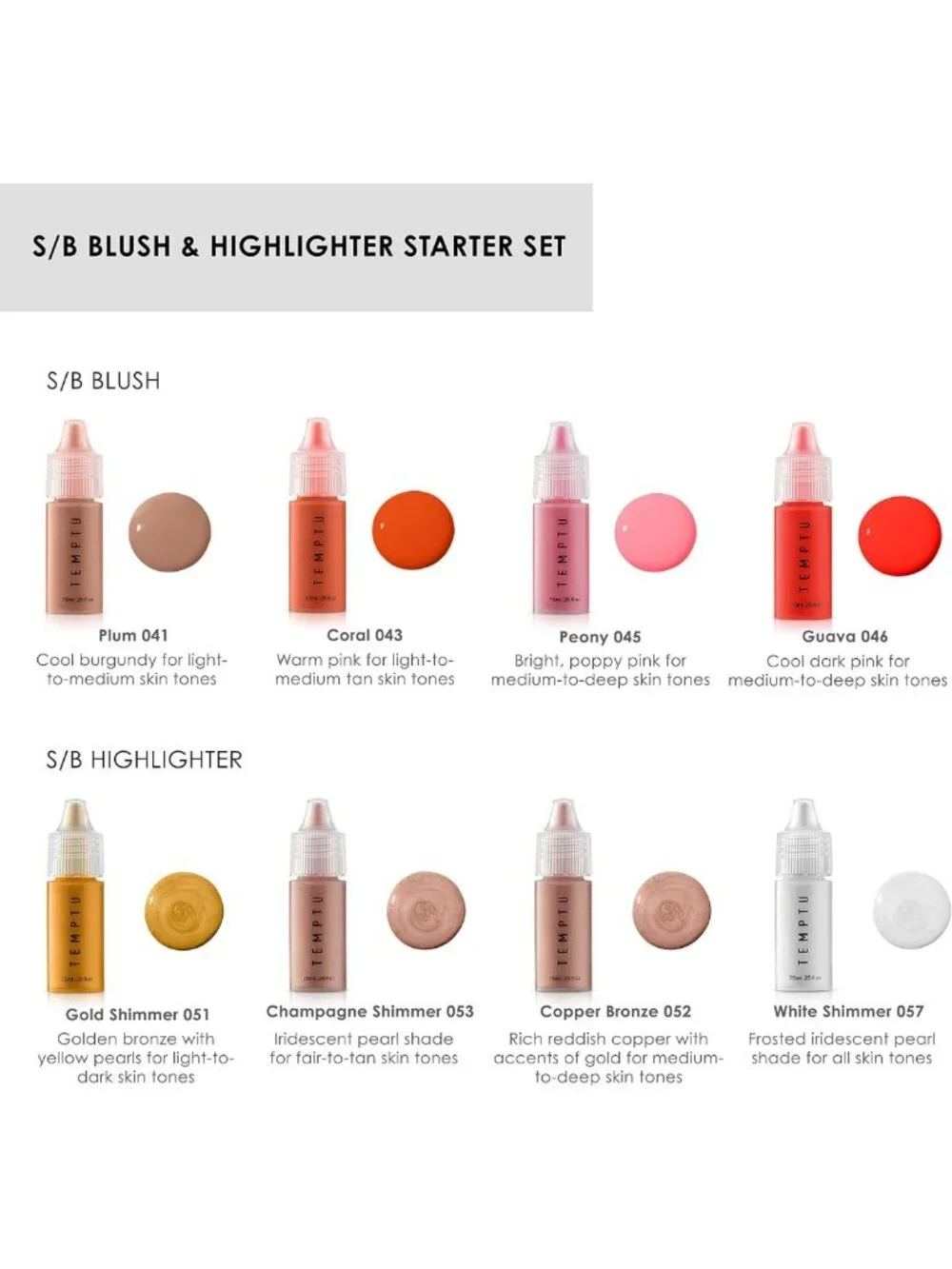 Airbrush Blush & Highlighter Set - Long-Wear, Dewy Formula, 8 Shades for All